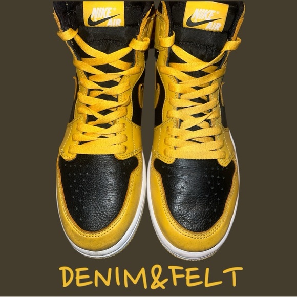 Jordan 1 Retro High OG Pollen Men's Shoes | Color: Black/Yellow 🐝🐝🐝 - Picture 7 of 9